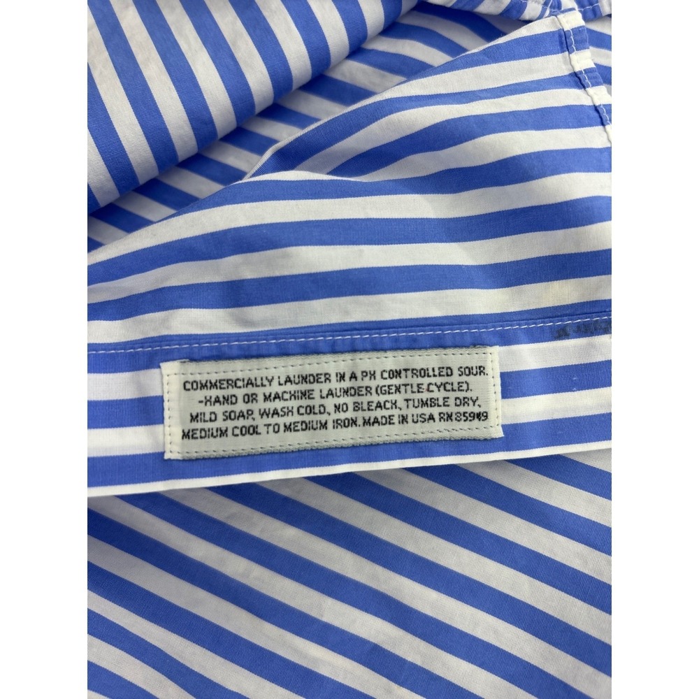 Maus & Hoffman Mens Blue White Striped Egyptian Cotton Button Down Shirt Large - Picture 6 of 10